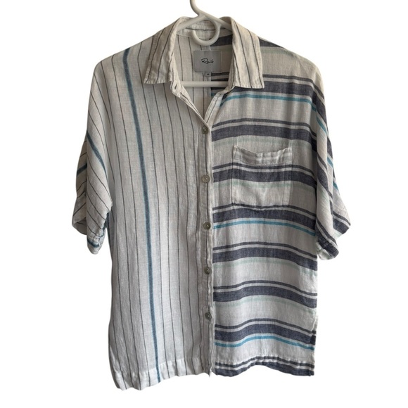 Rails Finley Shirt in Mixed Aegean Blue Stripe, Size XS - Picture 6 of 12